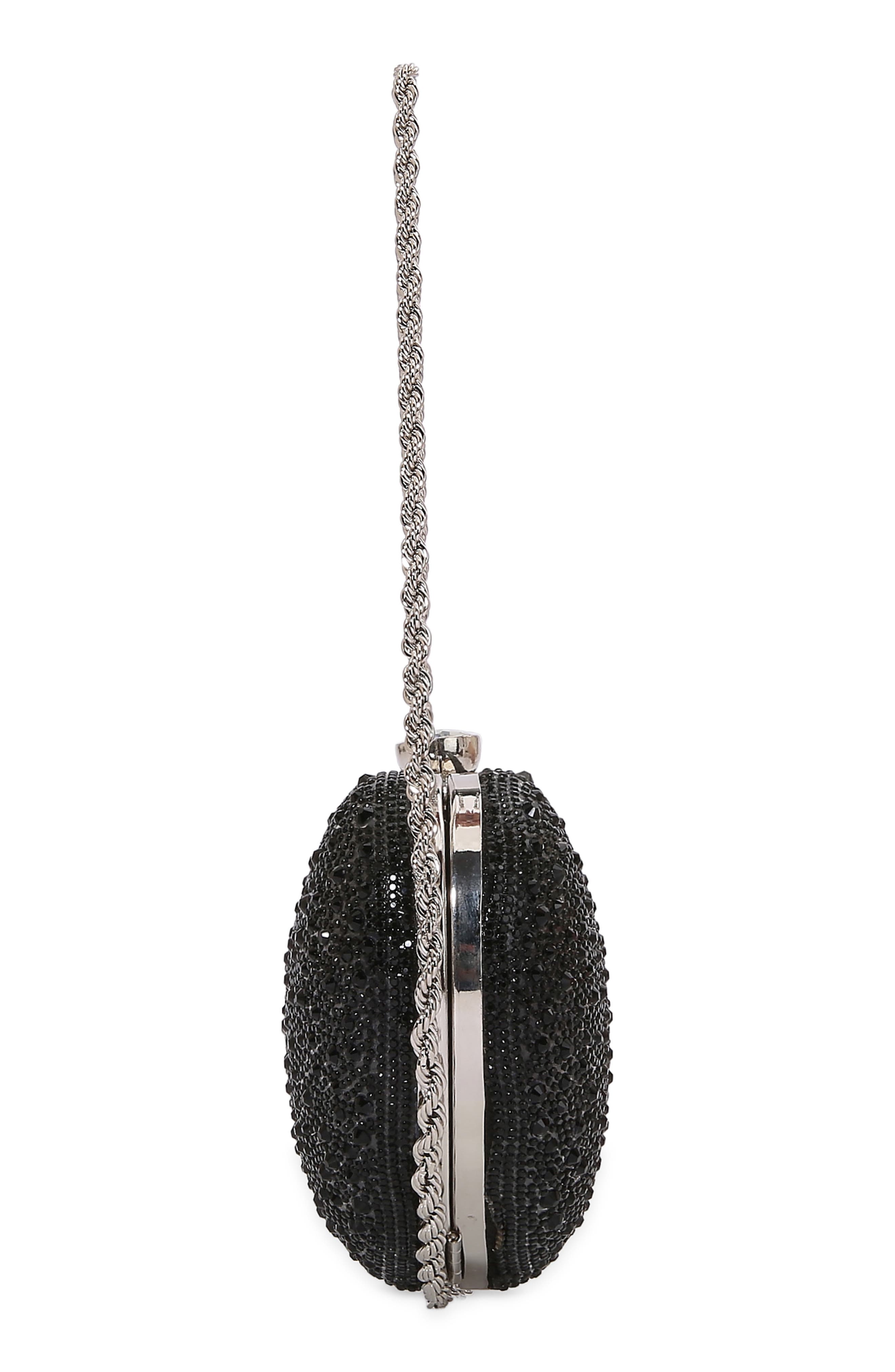 Heart Shaped Rhinestone Clasp Purse, Alternate, color, BLACK