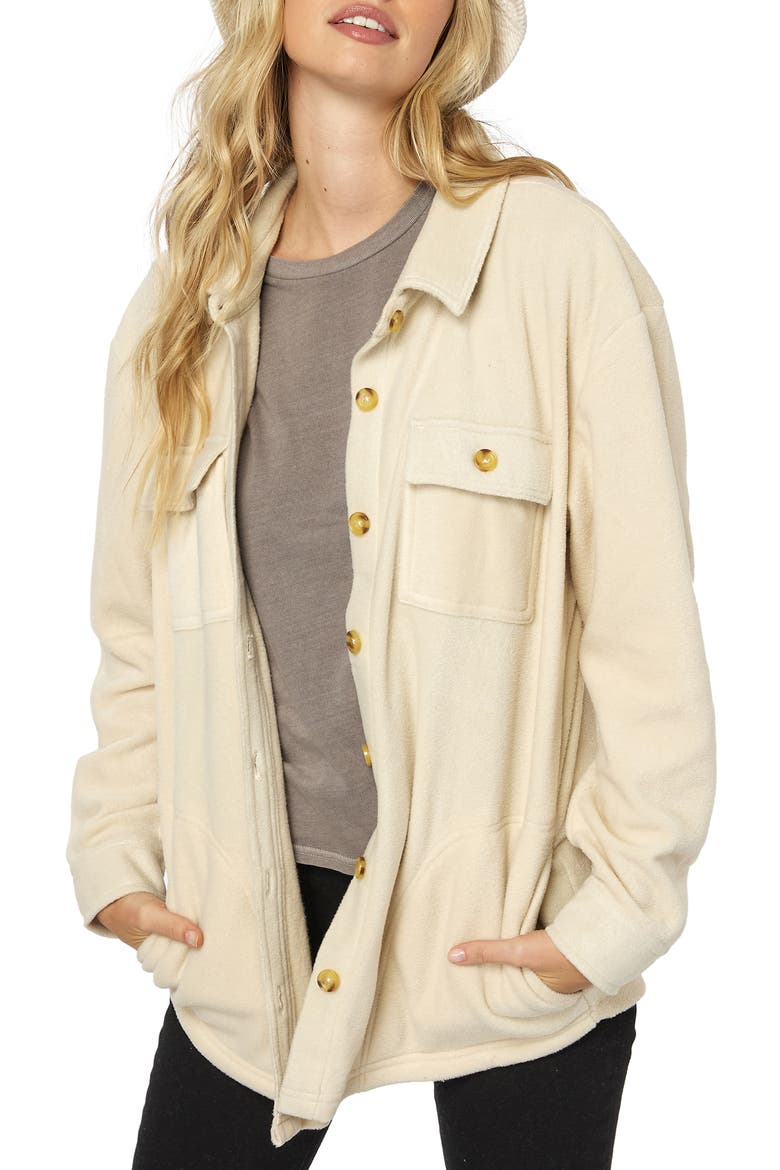 Collins Solid Fleece Shirt Jacket, Main, color, STONE