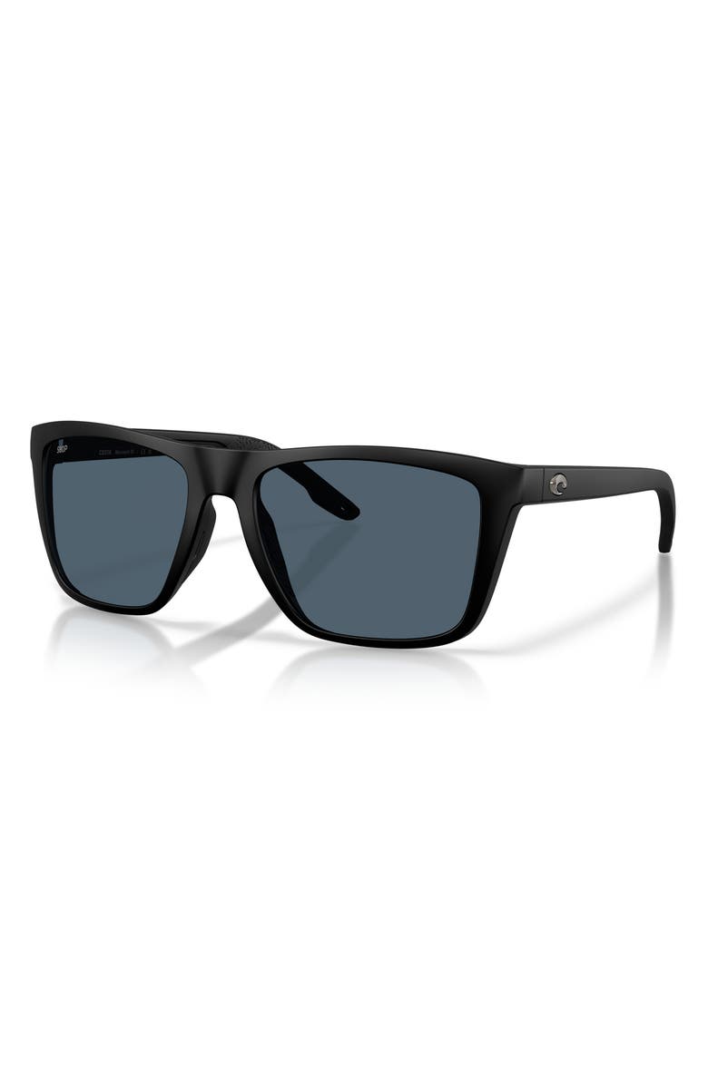 Costa Del Mar Mainsail XL 59mm Polarized Square Sunglasses, Alternate, color, Matte Black / Gray 580P