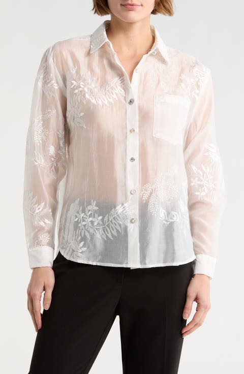 Floral Embellished Button-Up Shirt