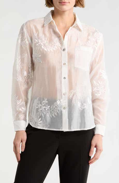 Forgotten Grace Floral Embellished Button-Up Shirt