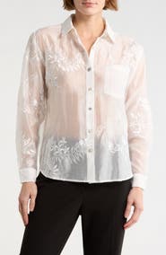 Forgotten Grace Floral Embellished Button-Up Shirt