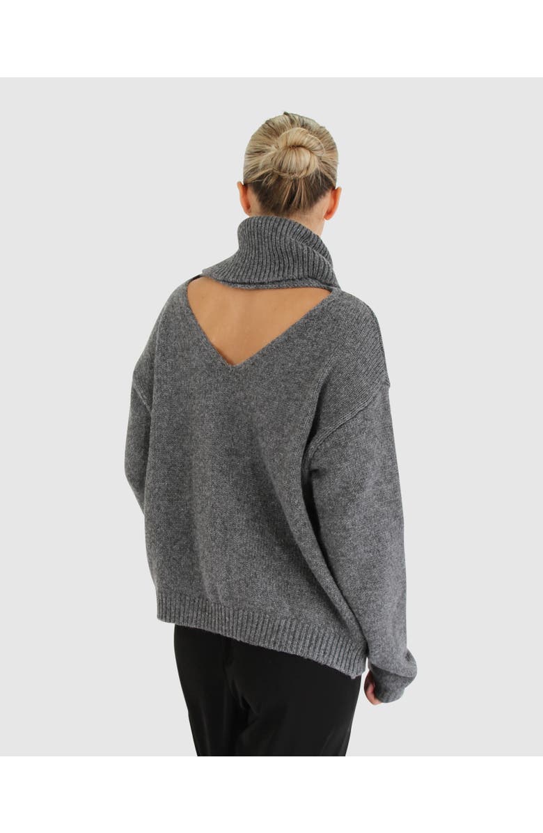 Belle & Bloom Right Here Waiting Open Back Knit, Alternate, color, Charcoal