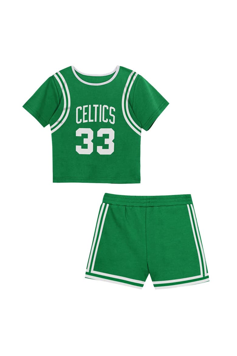 Toddler Mitchell & Ness Larry Bird Kelly Green Boston Celtics 2-Piece Play by Place T-Shirt & Shorts Set, Main, color, Kelly Green