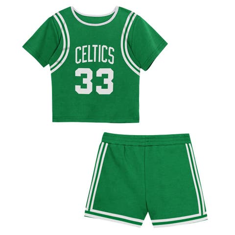 Toddler Mitchell & Ness Larry Bird Kelly Green Boston Celtics 2-Piece Play by Place T-Shirt & Shorts Set
