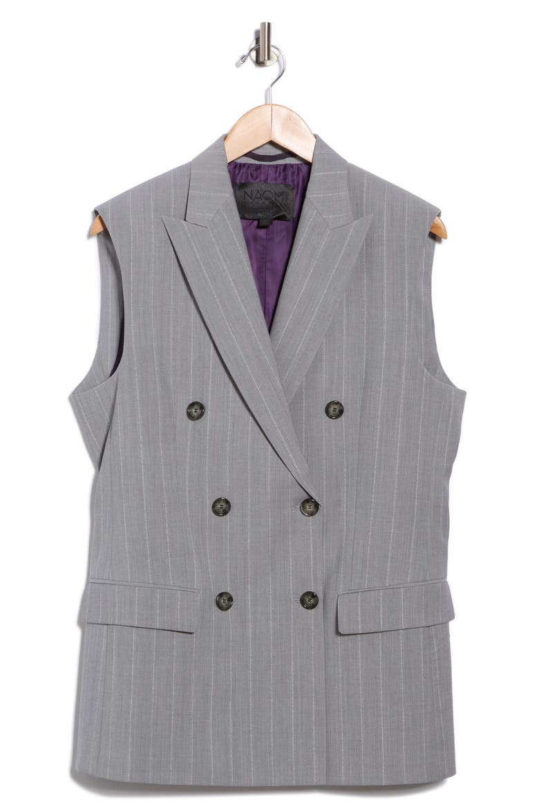 Jettaway Sleeveless Double Breasted Wool Jacket, Alternate, color, GREY MULTI
