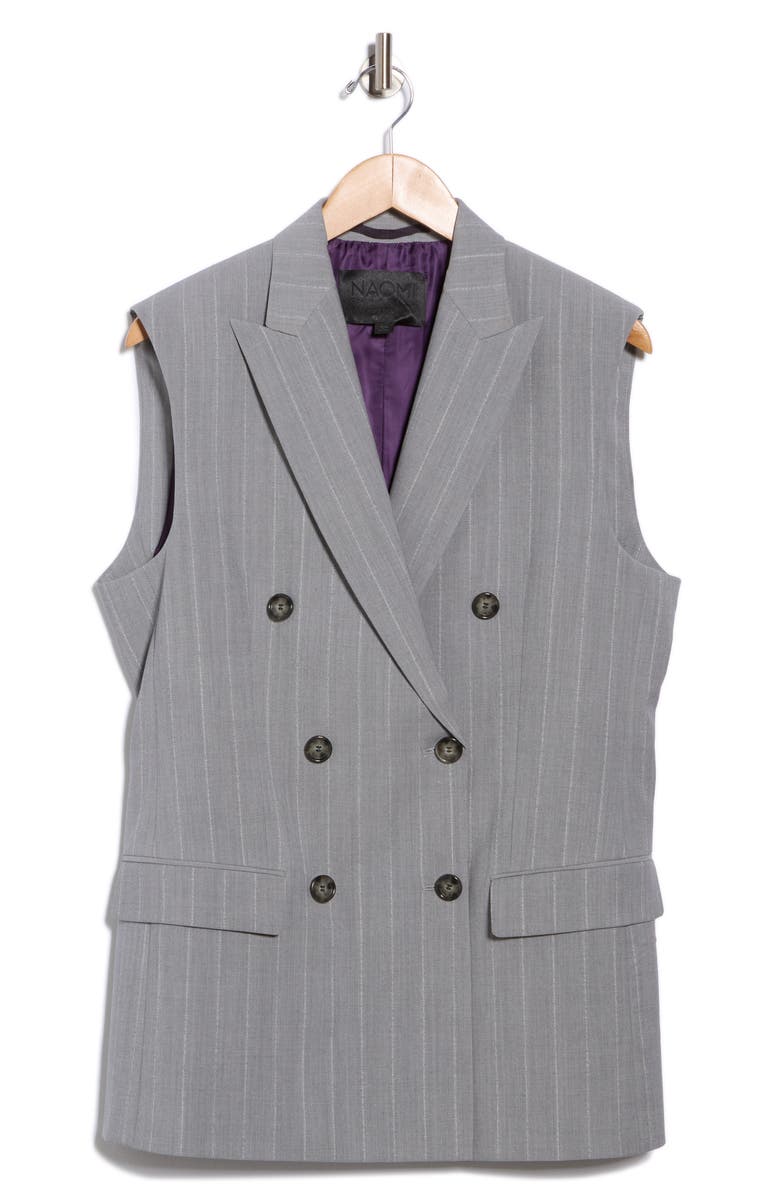 BOSS Jettaway Sleeveless Double Breasted Wool Jacket, Alternate, color, Grey Multi