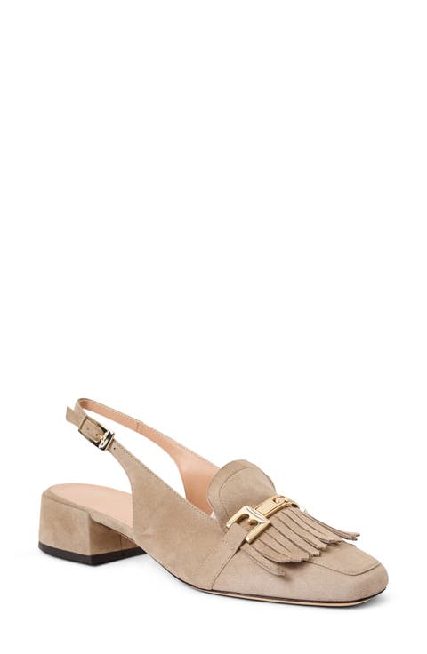 Olive Slingback Kiltie Bit Loafer Pump (Women)