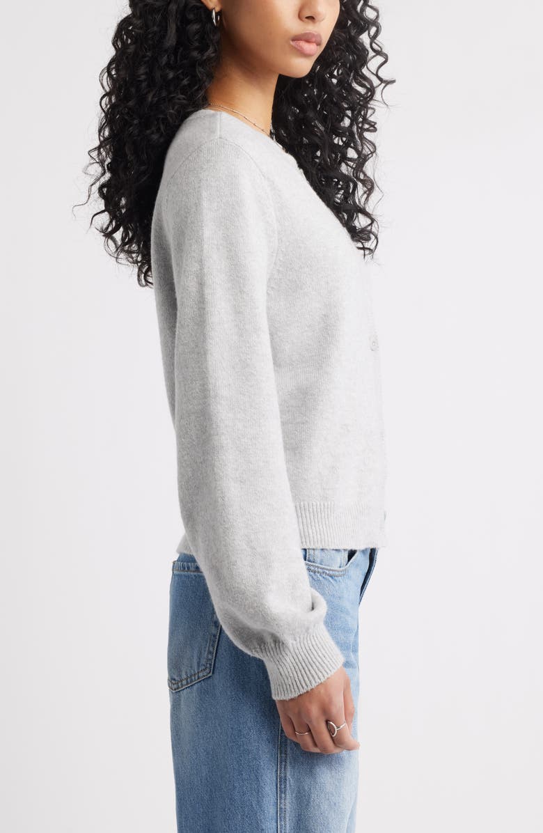 BP. Crewneck Cotton Blend Cardigan, Alternate, color, Grey Soft Heather