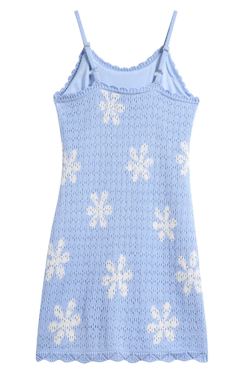 Freshman Kids' Daisy Open Stitch Cotton Blend Dress, Alternate, color, Blue White Daisy