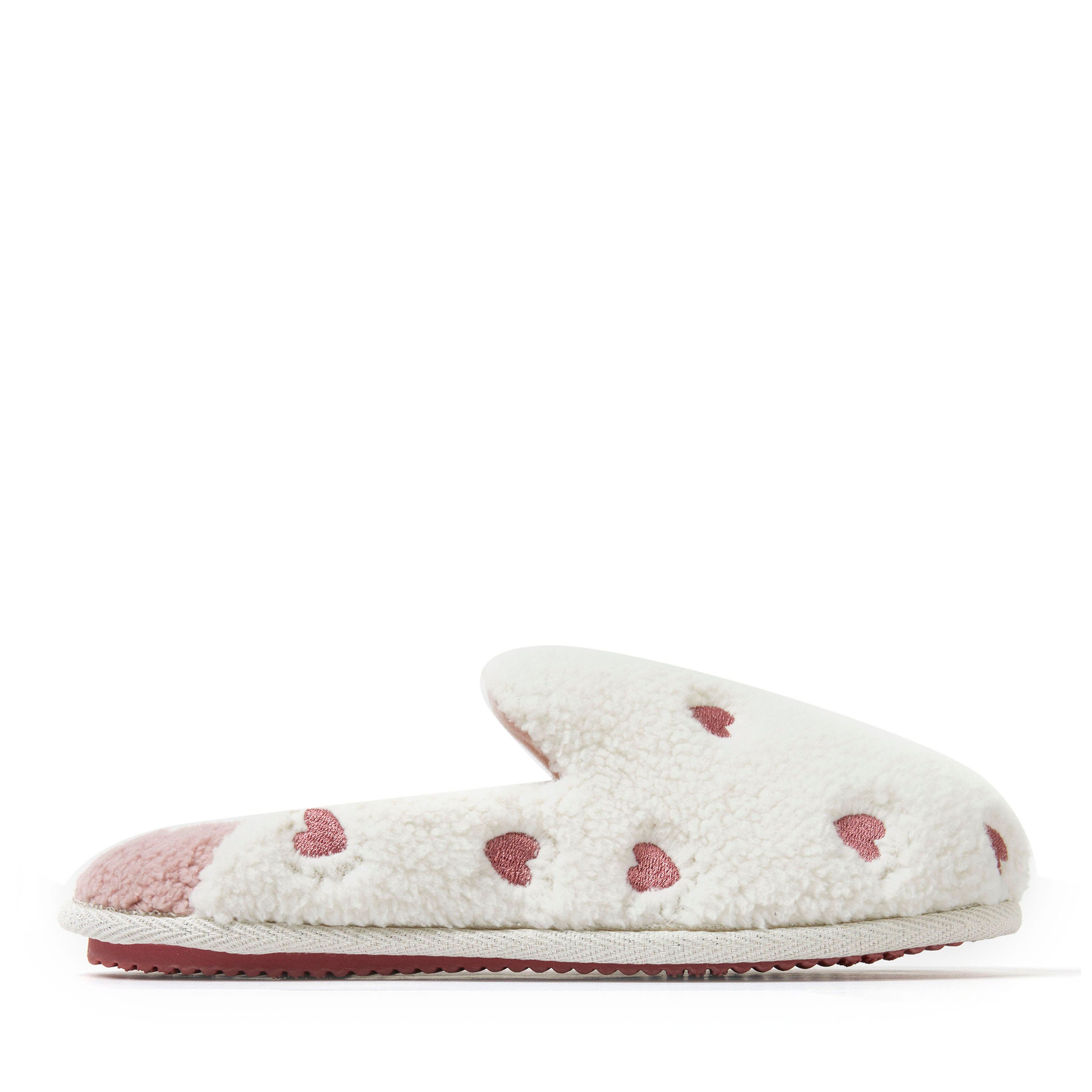 Valentines Day Hearts Scuff Slipper, Alternate, color, Muslin