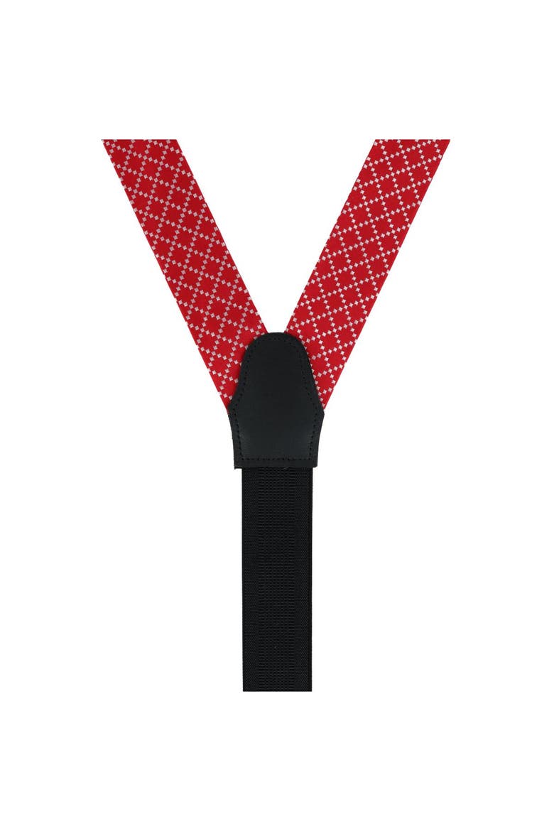 Rowan Geometric Pattern Silk Button End Suspenders, Alternate, color, Red