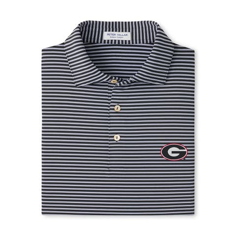Men's Peter Millar Black Georgia Bulldogs Tiebreaker Performance Jersey Stripe Polo