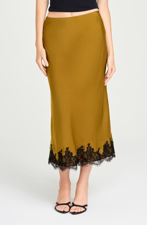 Vienna Lace Trim Satin Skirt