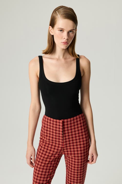 Nocturne Plaid Slit-hem Pants In Red