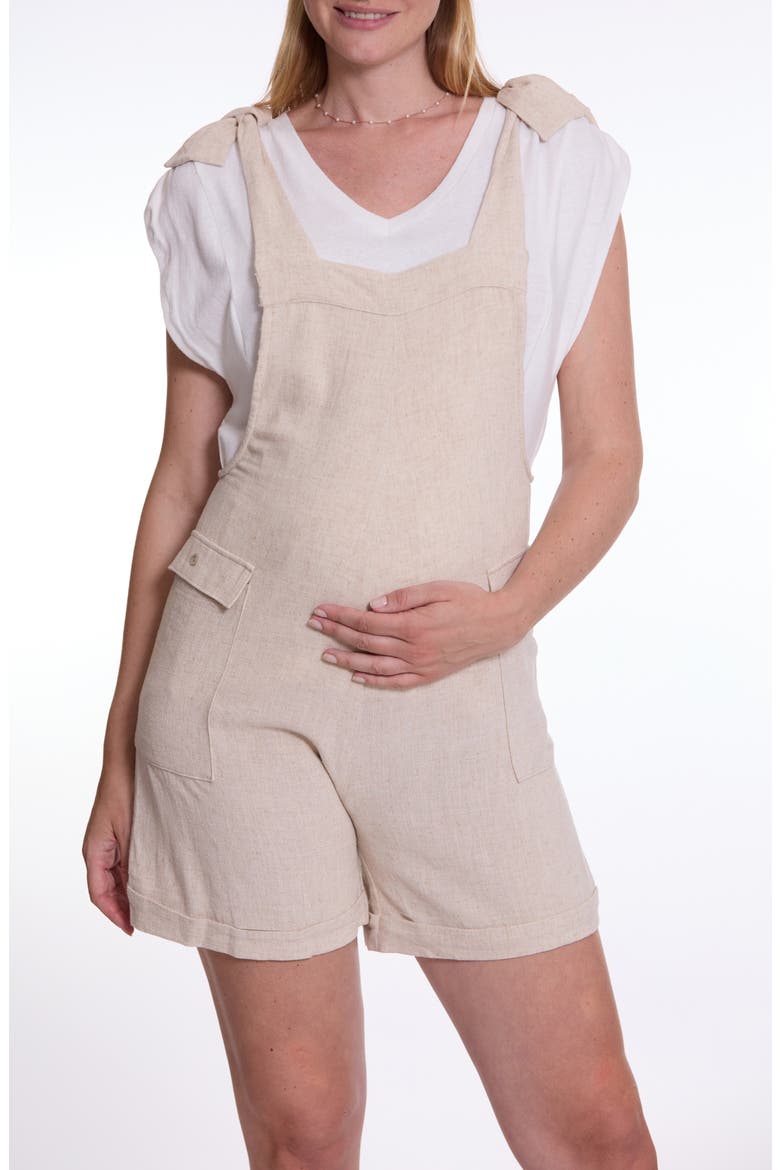 Eloise Dungaree Maternity Short Overalls, Main, color, NATURAL