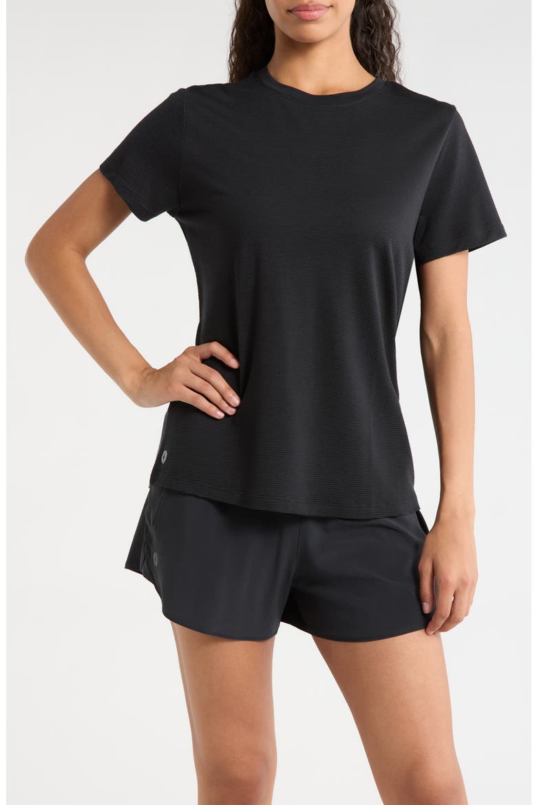 Active Mesh Short Sleeve T-Shirt, Main, color, BLACK