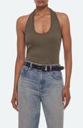 Helmut Lang Stretch Cotton Halter Tank
