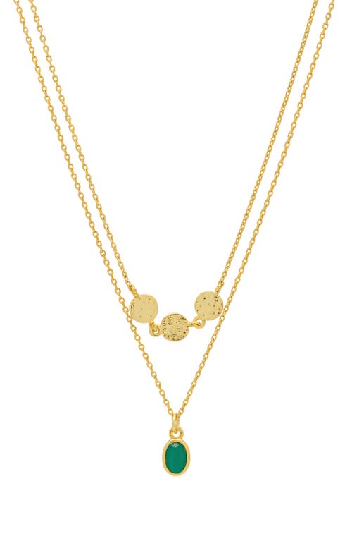 Estella Bartlett Textured Disc Green Onyx Duo Pendant Necklace In Gold
