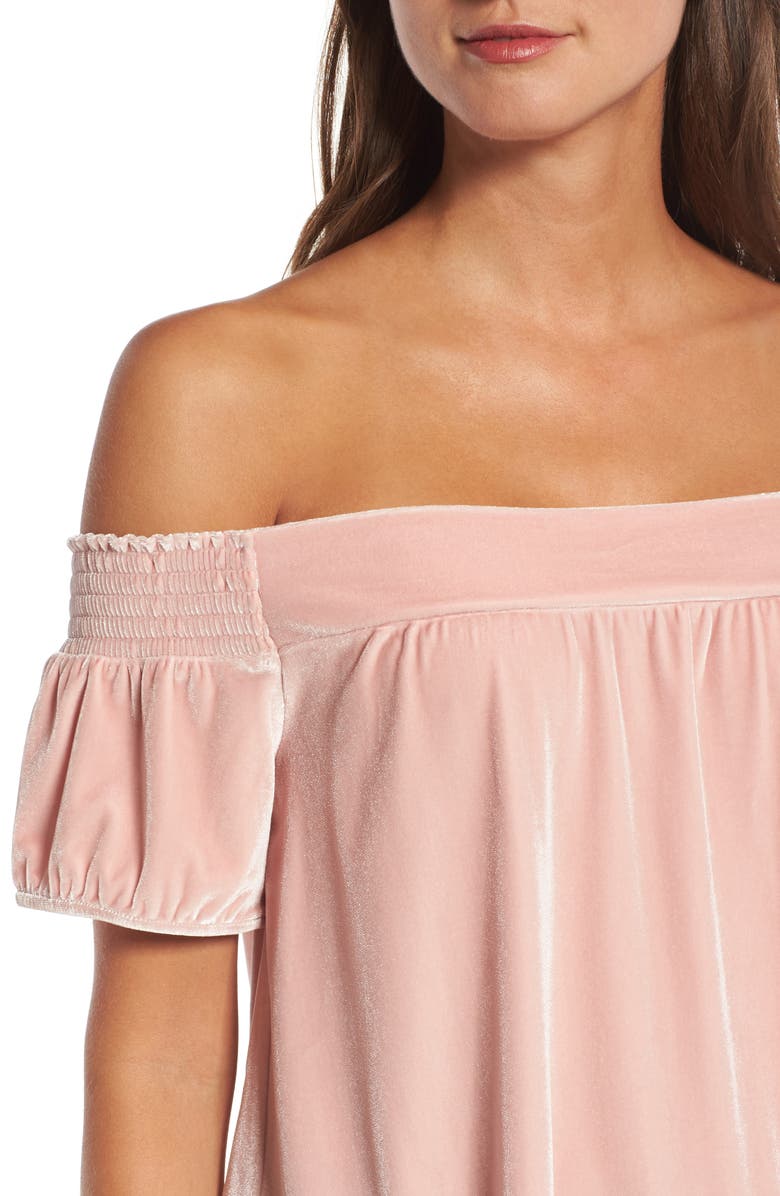 Hinge Off the Shoulder Velvet Top, Alternate, color, 