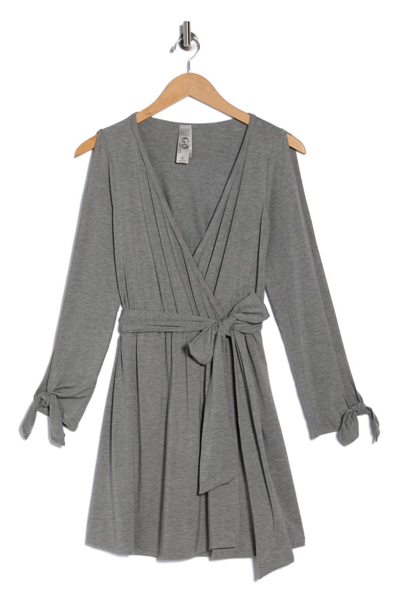 Long Sleeve Wrap Dress, Alternate, color, SILVER