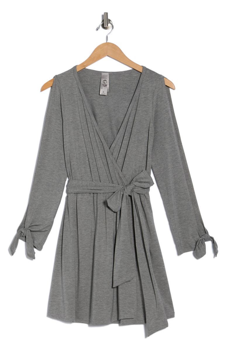 GO COUTURE Long Sleeve Wrap Dress, Alternate, color, Silver