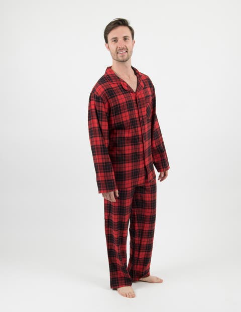 Men's 2-pc. Cotton Flannel Plaid & Solid Holiday Pajama Set