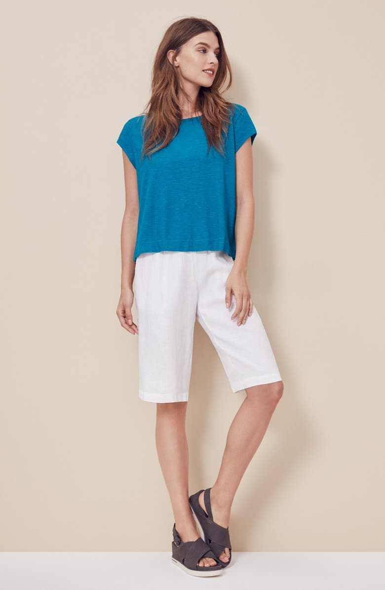 Eileen Fisher Organic Linen Pull-On Long Shorts, Alternate, color, 