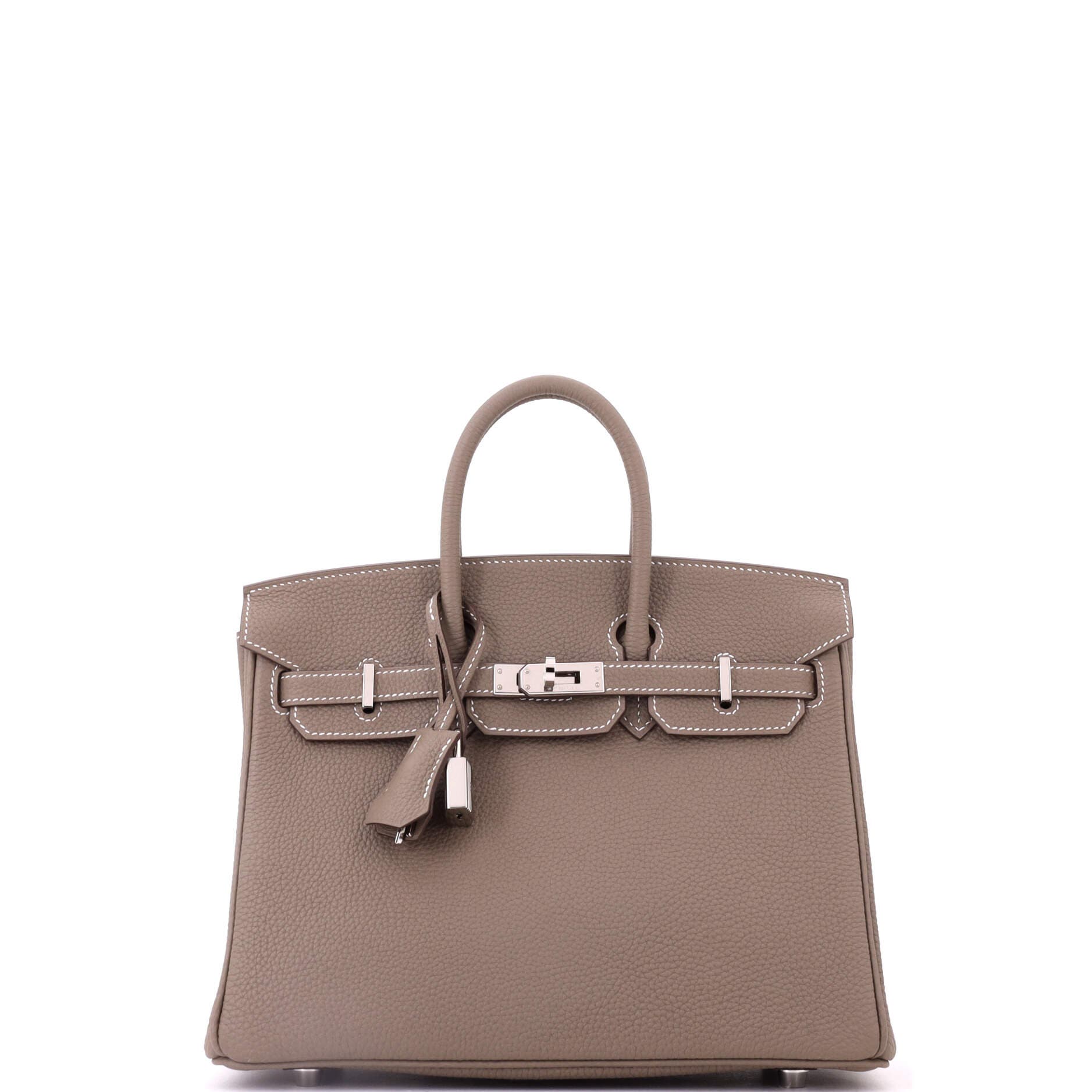 Birkin Handbag Grey Togo with Palladium Hardware 25, Main, color, Etoupe