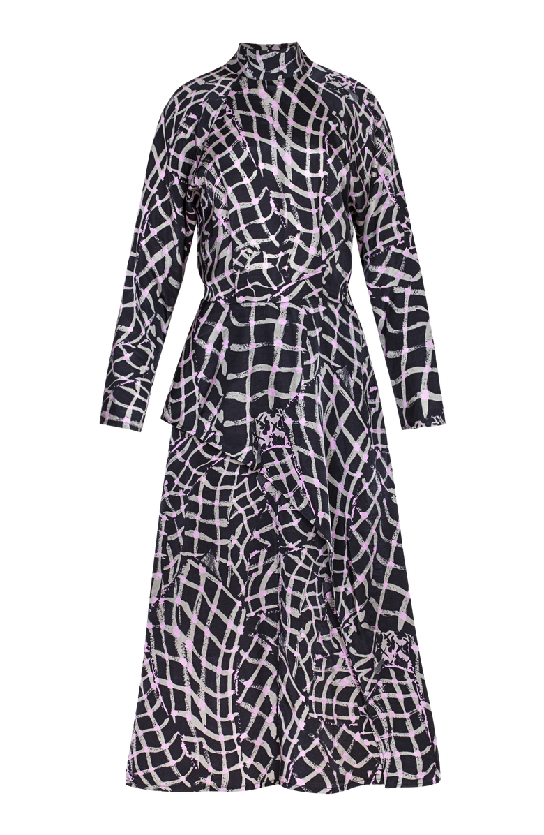 Untitled in Motion Replete High Neck Tie Silky Dress, Alternate, color, Folds