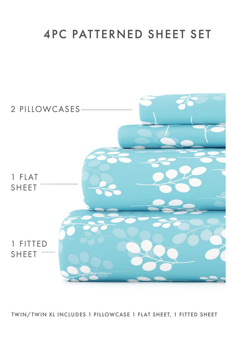 Premium Ultra Soft Wheat Pattern 4-Piece Bed Sheet Set, Alternate, color, PALE BLUE