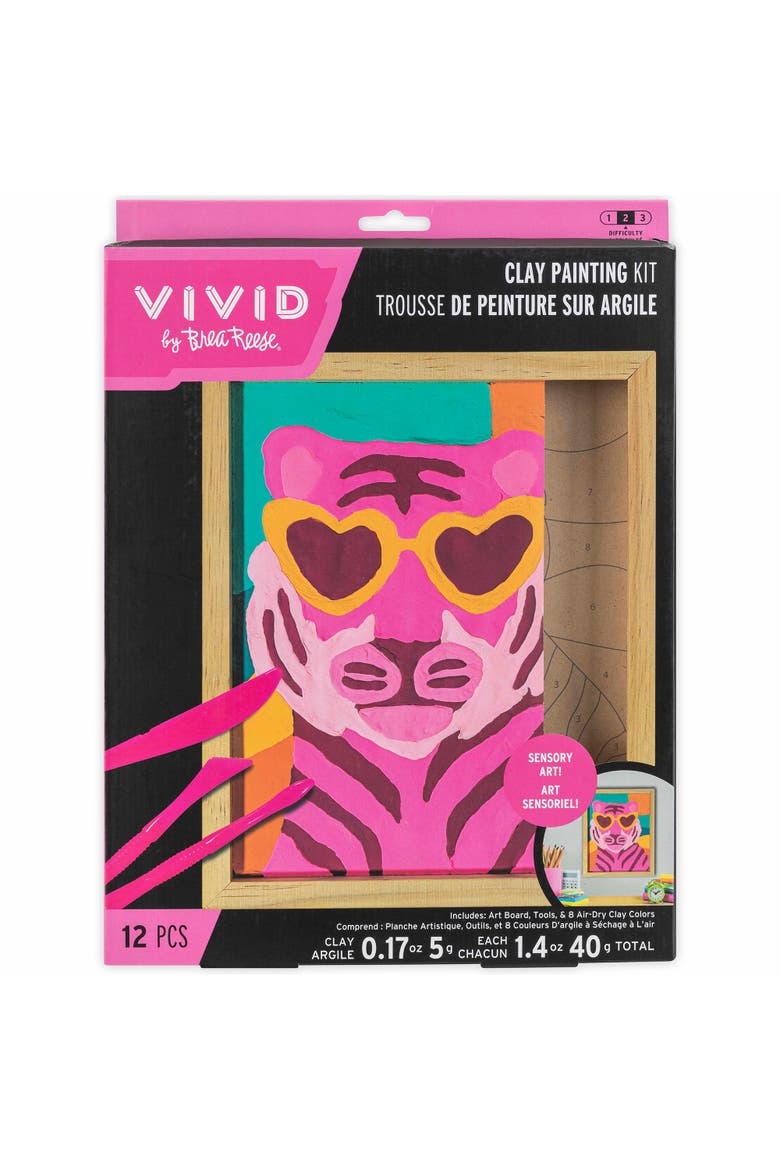 Vivid by Brea Reese, Clay Painting Art Kit, Wild Tiger, DIY Clay By Number, Main, color, Multicolored