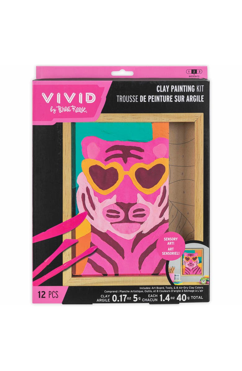 Brea Reese Vivid Vivid by Brea Reese, Clay Painting Art Kit, Wild Tiger, DIY Clay By Number, Main, color, Multicolored