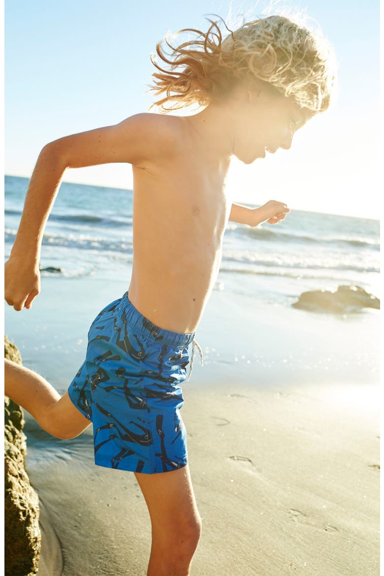 'Bathers' Print Swim Shorts, Alternate, color, COBALT DIVERS