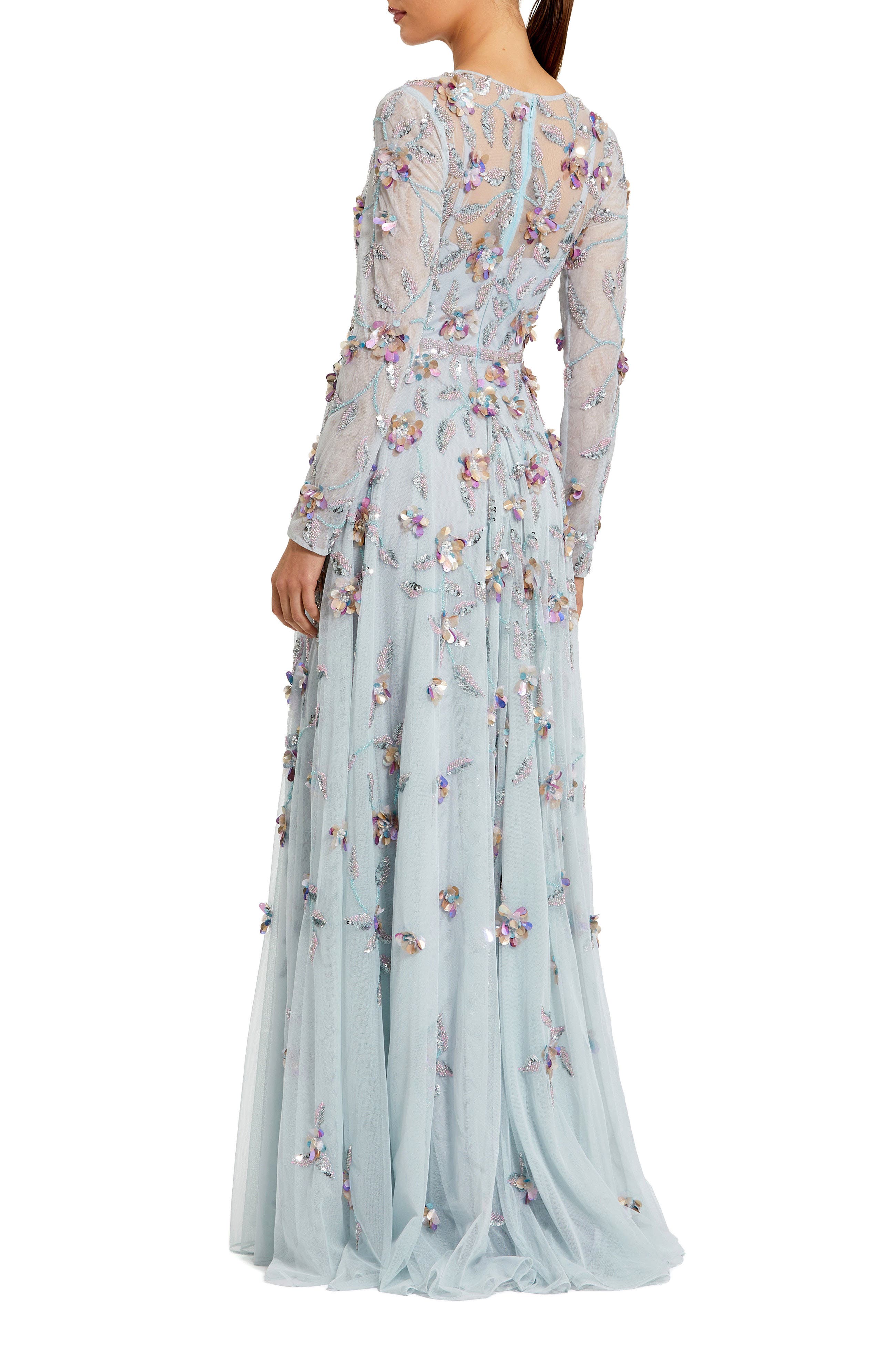 Long Sleeve Floral Embellished Evening Gown - image 2