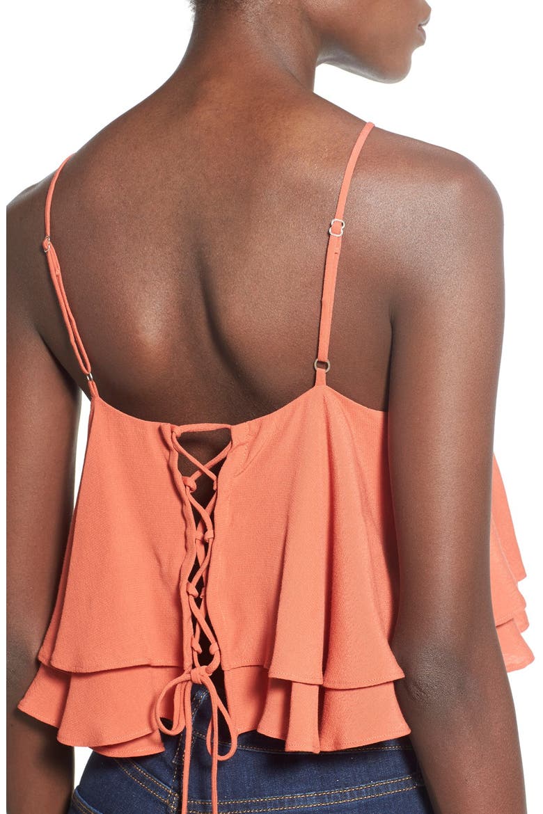 ASTR Back Lace-Up Camisole, Alternate, color, RUST