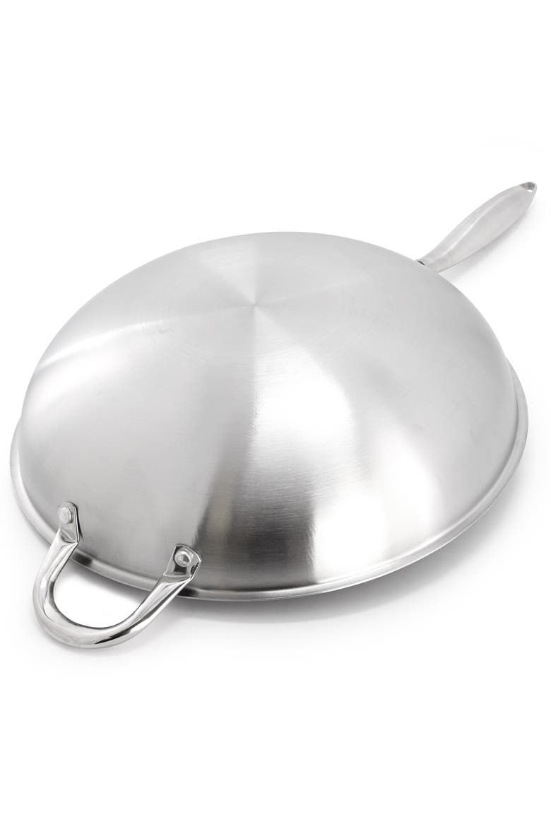 Stargaze 14in Embossed Interior Stainless Steel Wok, Alternate, color, Silver