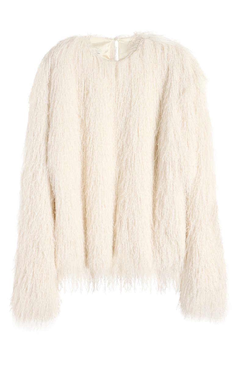 Dries Van Noten Capos Shaggy Faux Fur Top, Alternate, color, White