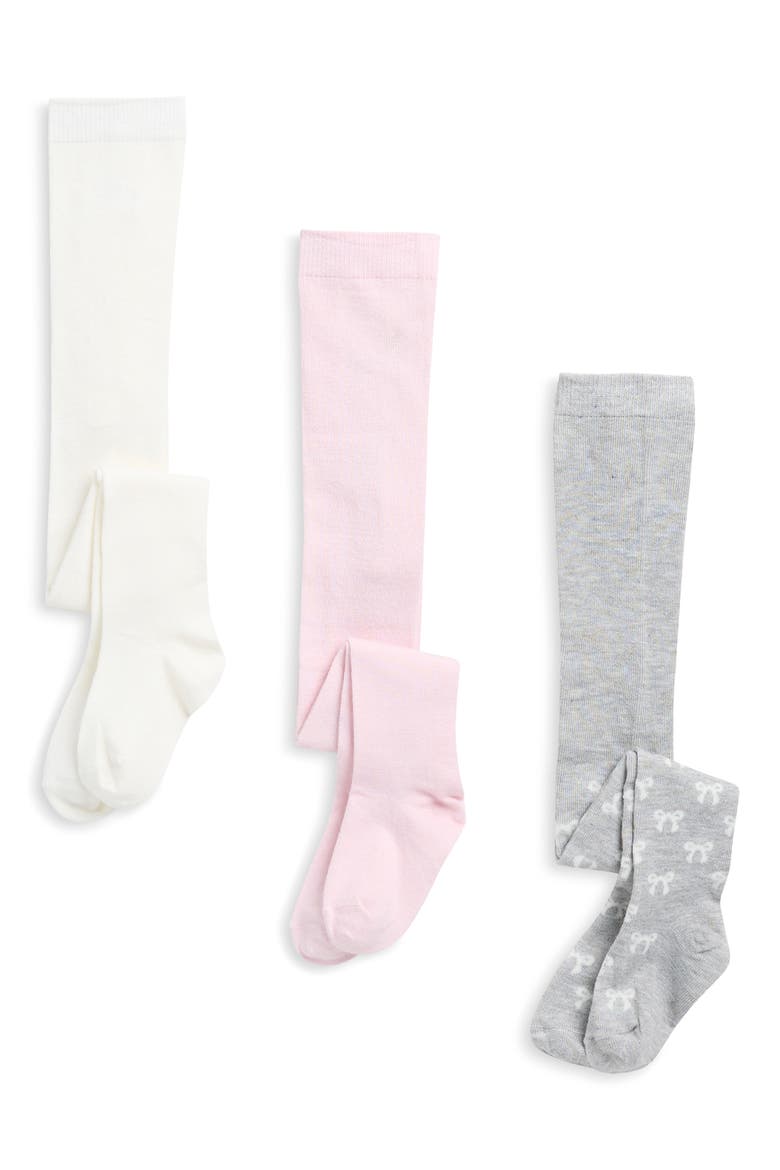 3-Pack Bow Sweater Tights, Main, color, GREY COMBO