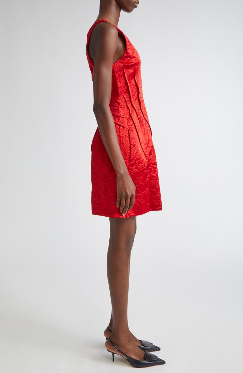 Jason Wu Collection V-Neck Crushed Satin Minidress, Alternate, color, Red