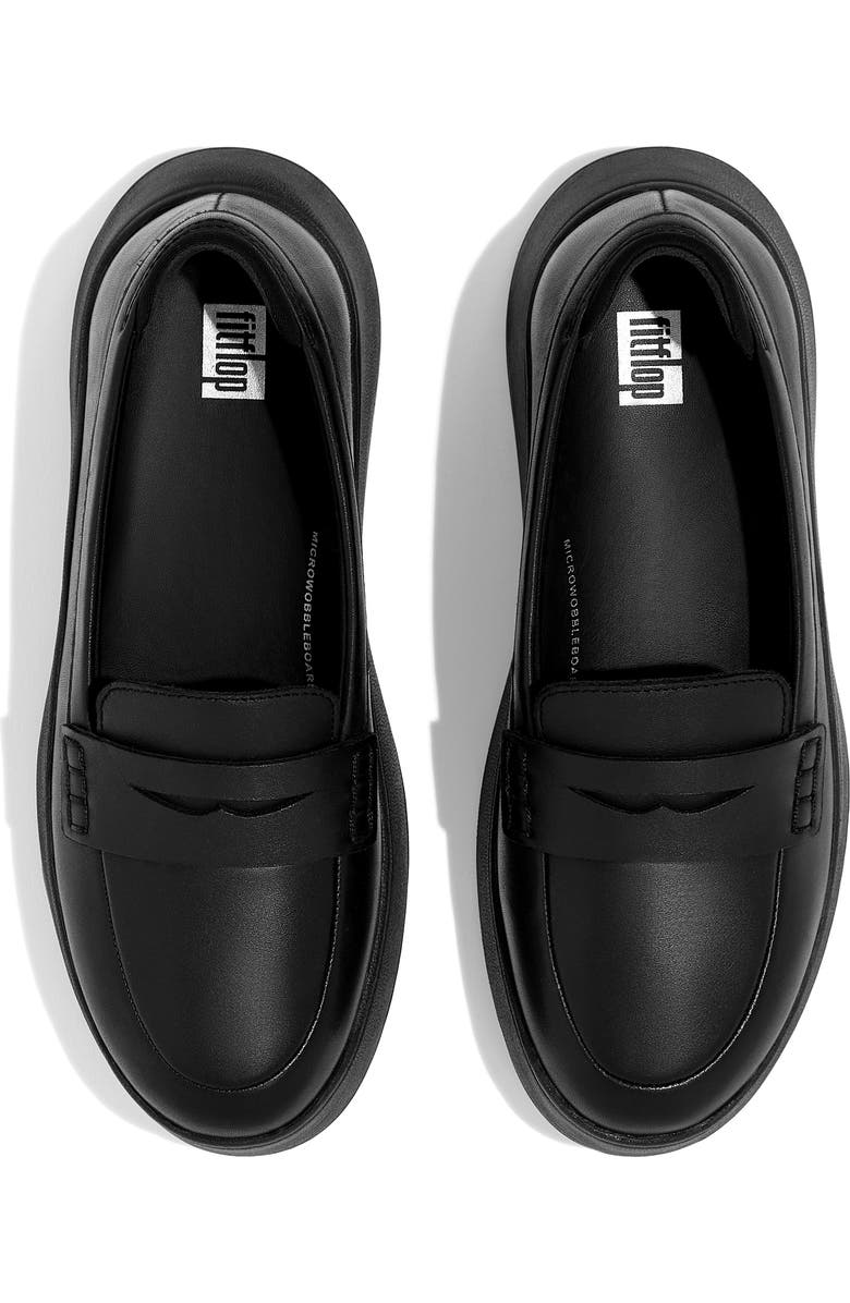 FitFlop F-Mode Leather Flatform Penny Loafer, Alternate, color,