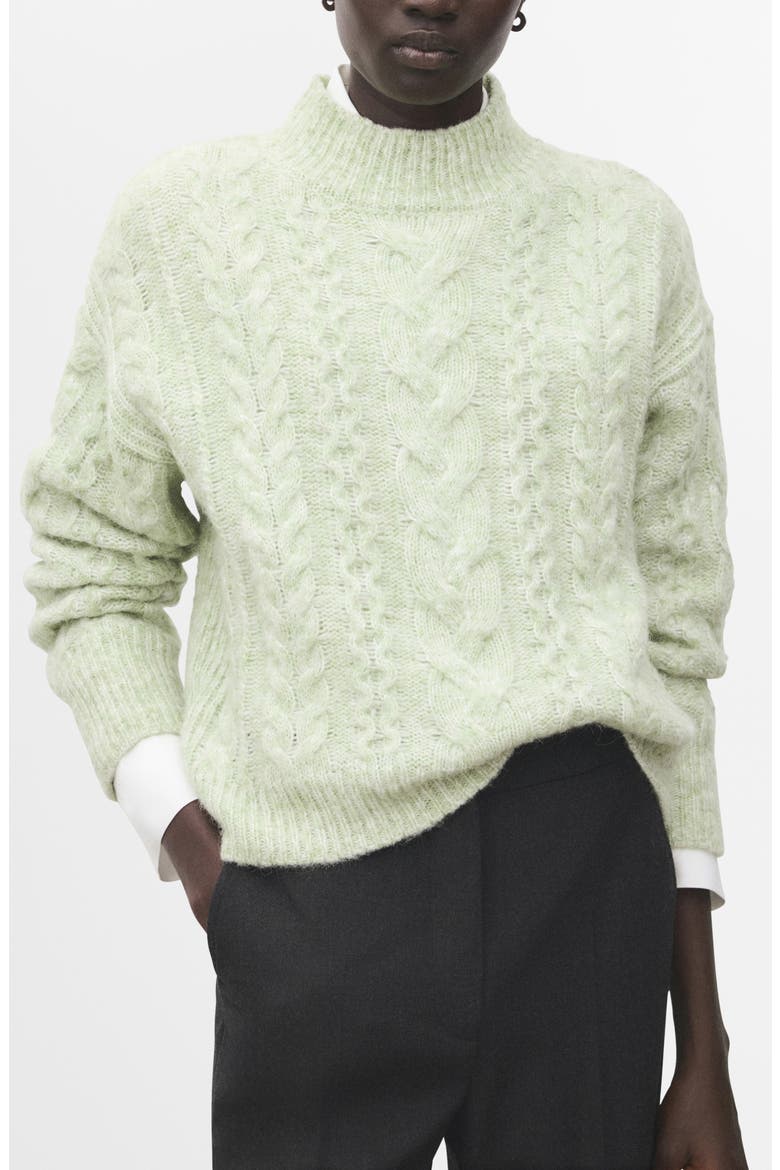 Perkins Cable Stitch Sweater, Main, color, AQUA GREEN