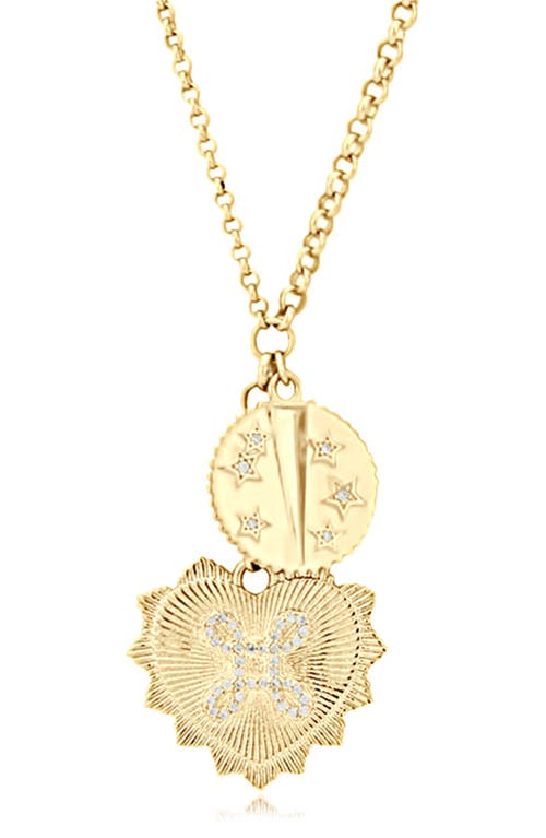Shymi Fluted Heart Charm Necklace In Gold