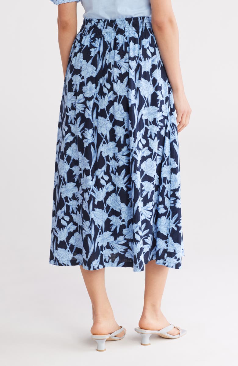 Caslon<sup>®</sup> Linen Blend Pull-On Skirt, Alternate, color, Navy Blazer- Blue Phoenix