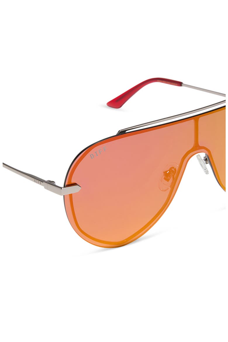 Imani 139mm Gradient Shield Sunglasses, Alternate, color, GUNMETAL / RED HOT MIRROR