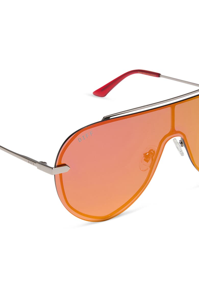 DIFF Imani 139mm Gradient Shield Sunglasses, Alternate, color, Gunmetal / Red Hot Mirror