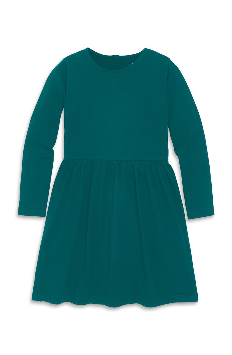 Primary Kids Long Sleeve Perfect Pocket Dress, Main, color, Spruce