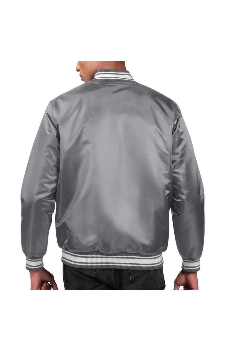 STARTER Men's Starter Heather Charcoal Cleveland Browns Locker Room Satin Varsity Full-Snap Jacket, Alternate, color, Gray