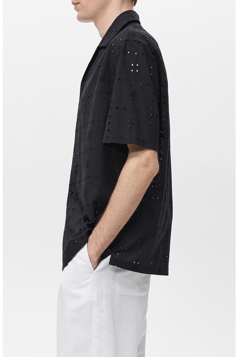 Cotton Broderie Anglaise Button-Up Shirt, Alternate, color, BLACK