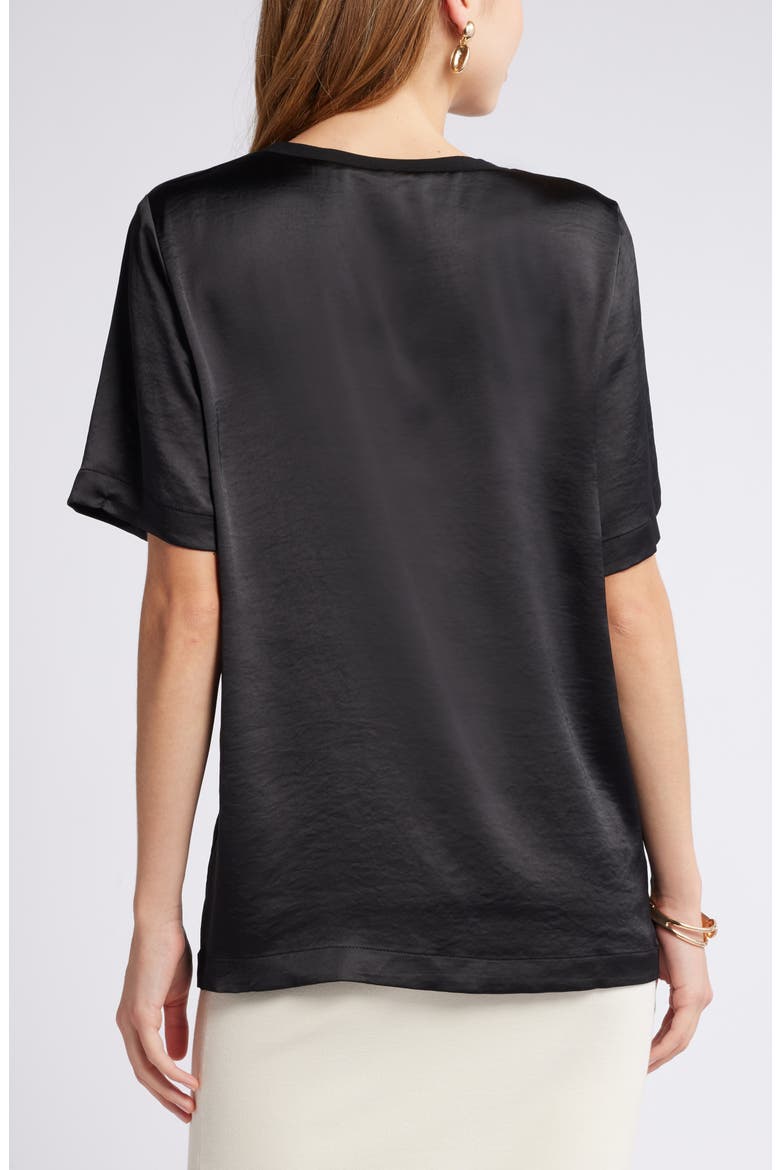 Crewneck Satin T-Shirt, Alternate, color, BLACK